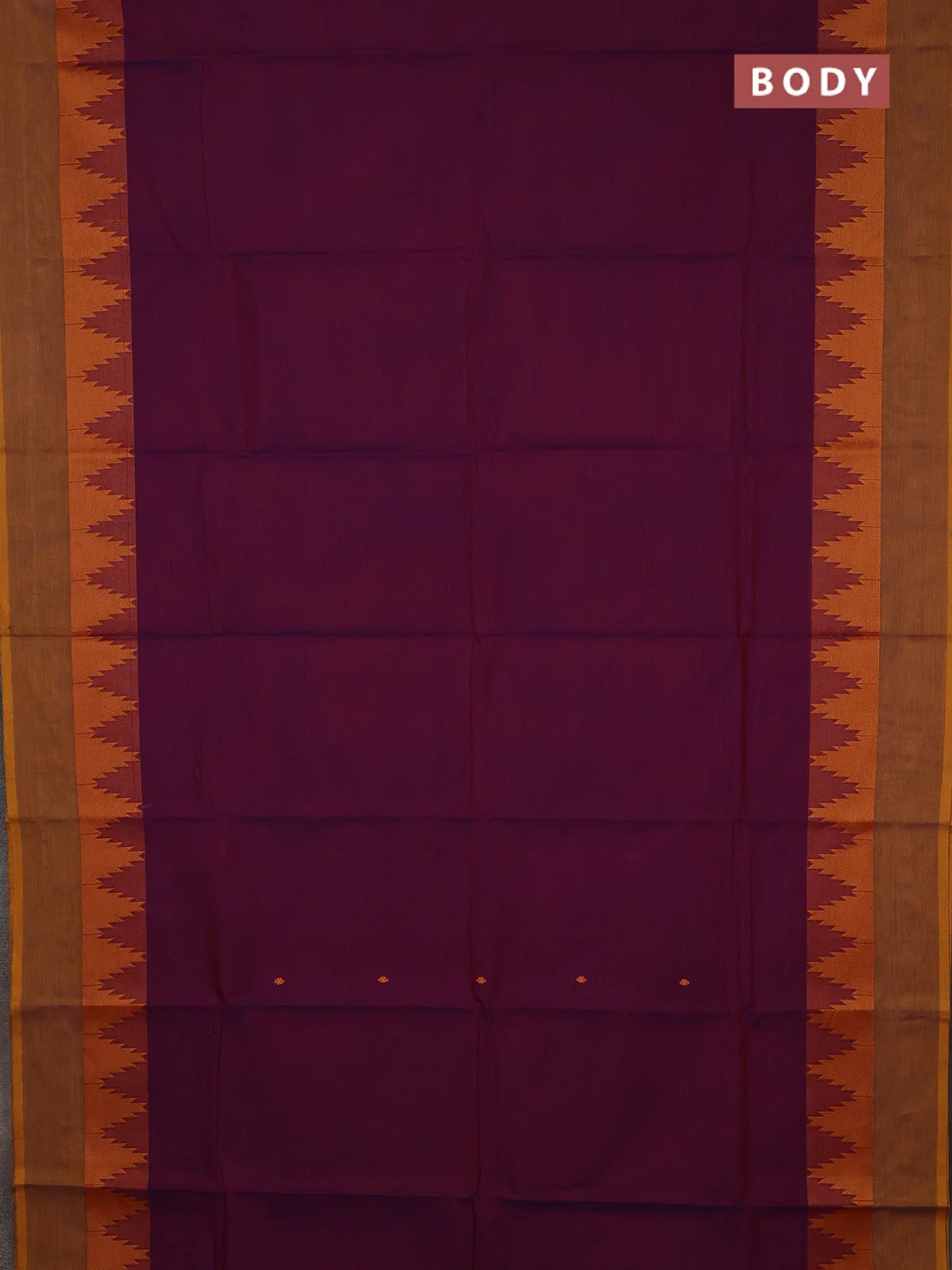 Purple and Dark Mustard Temple Design Chettinad Cotton Saree